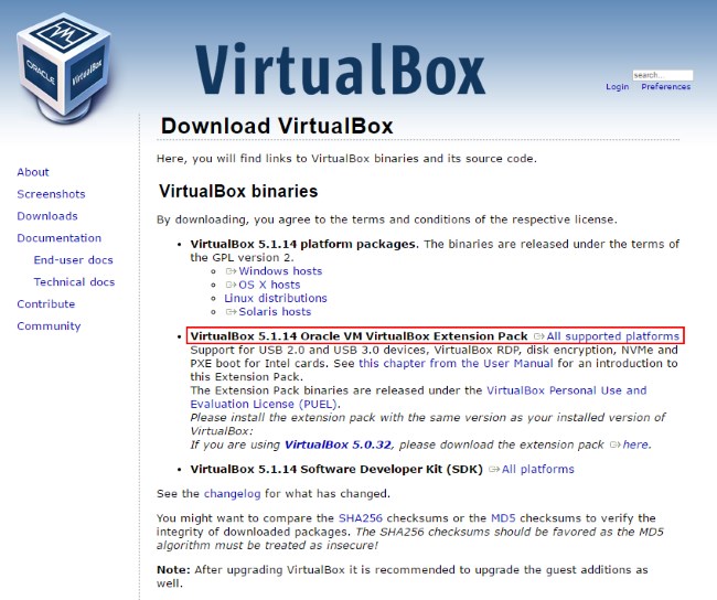 oracle vm virtualbox extension pack download windows 10